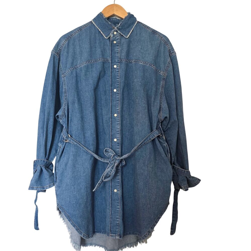 *NWT Diesel Lify Denim Mini Shirt Dress Size XXS *Oversized Long Sleeve Cotton - Picture 3 of 12